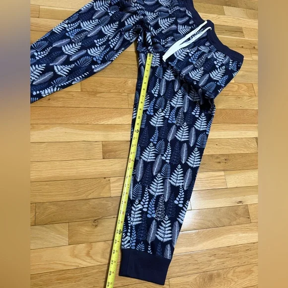 NWT Garnet Hill Blue Fern Flannel Jogger Pajama Pants Organic Pima Cotton Medium - Picture 3 of 8